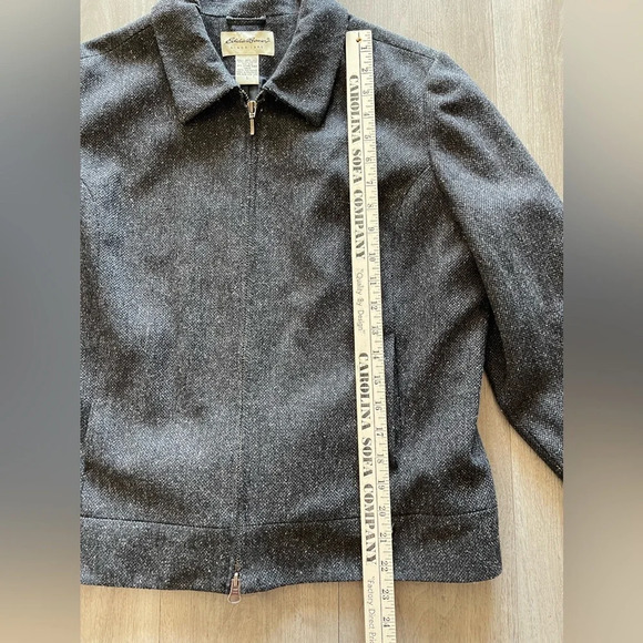 Eddie Bauer Vintage Gray Wool Silk Blend Jacket Double Zip Pockets Women’s Large - Picture 10 of 12